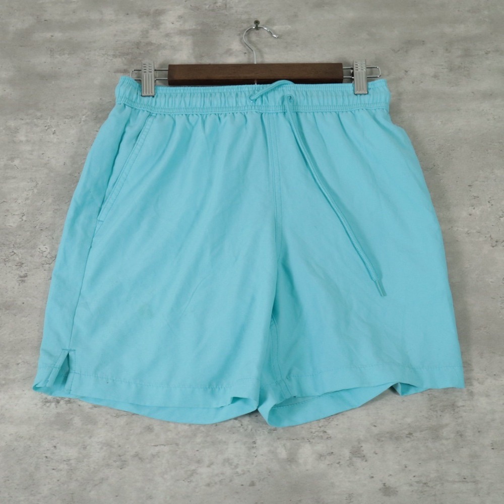 George Swim Trunks Solid Aqua Blue Small 28-30 Beach Shorts